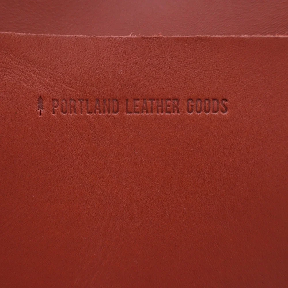 Portland Leather Goods Mini Crossbody Tote Bag Orange Leather Front Pocket Brass